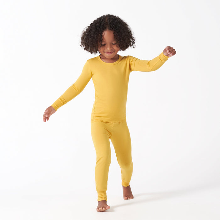 2-Piece Infant & Toddler Yolk Yellow Buttery-Soft Viscose Made from Eucalyptus Snug Fit Pajamas