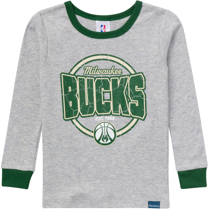 2-Piece Infant & Toddler Neutral Milwaukee Bucks Snug Fit Pajamas Sleepwear Gerber®