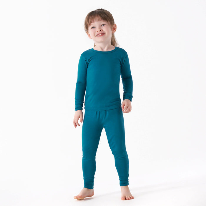 2-Piece Infant & Toddler Teal Buttery-Soft Viscose Made from Eucalyptus Snug Fit Pajamas