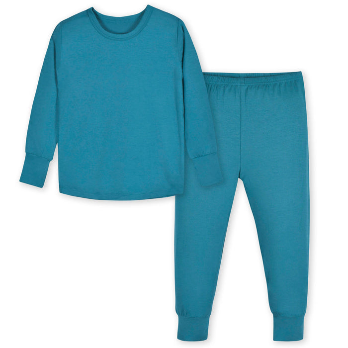 2-Piece Infant & Toddler Teal Buttery-Soft Viscose Made from Eucalyptus Snug Fit Pajamas