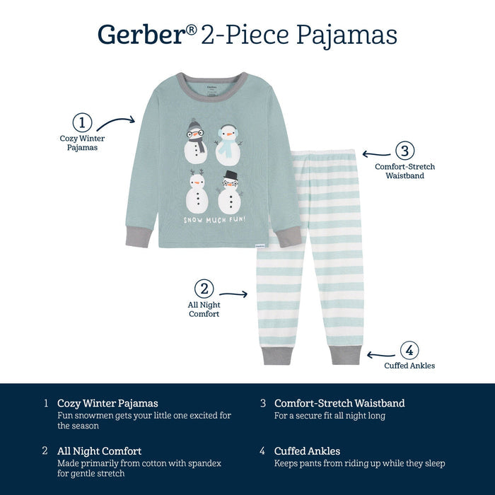 2-Piece Infant & Toddler Snowman Stripe Snug Fit Pajama Set sleepwear Gerber®
