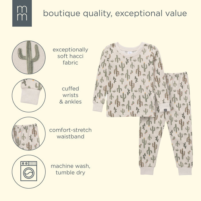 2-Piece Neutral Christmas Cactus Snug Fit Pajama Set sleepwear modern moments™ by Gerber®