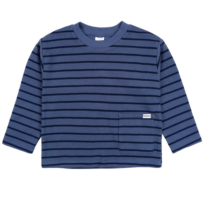 2-Piece Toddler Boys Blue Stripe Long Sleeve Top & Jogger Set outfits Gerber®