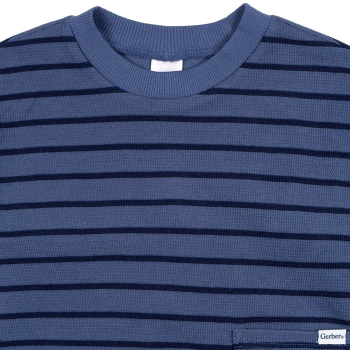 2-Piece Toddler Boys Blue Stripe Long Sleeve Top & Jogger Set outfits Gerber®