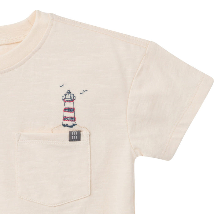 2-Piece Toddler Boys Beige Top and Cargo Shorts Set