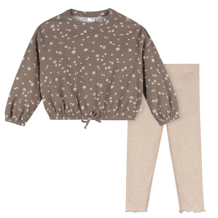 2-Piece Toddler Girls Brown Daisies Top and Legging Set Outfits & Sets Gerber®