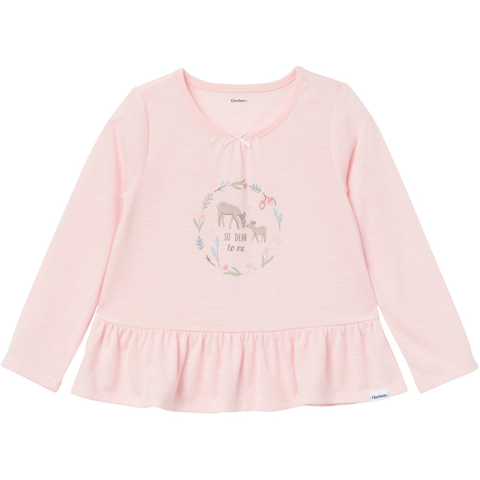 2-Piece Toddler Girls Deer Peplum Pajama Set