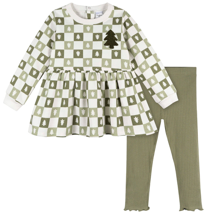 2-Piece Toddler Girls Green Christmas Dress and Legging Set Dresses Gerber®