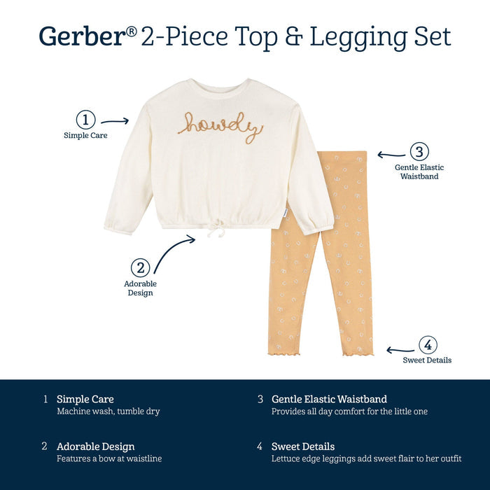 2-Piece Toddler Girls Horseshoes Top and Legging Set outfits Gerber®