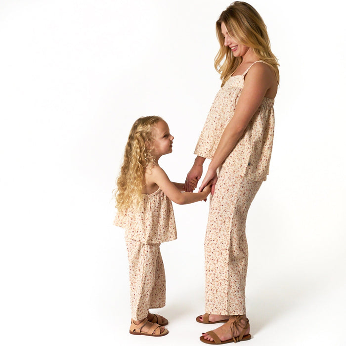 2-Piece Baby Girls Beige Vine Floral Women'S Cropped Pants Set outfits Modern Moments™ by Gerber®