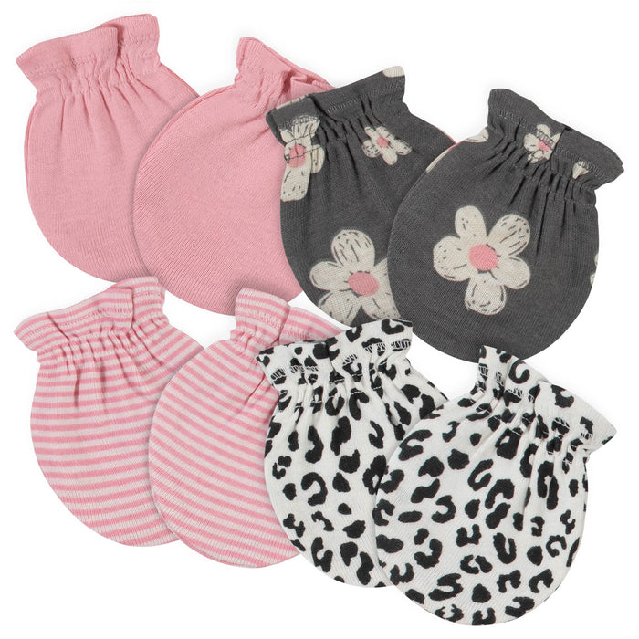 21-Piece Baby Girls Leopard Terry Bib, Burpcloth, Mittens, Cap and Bootie Sock Set-Gerber Childrenswear