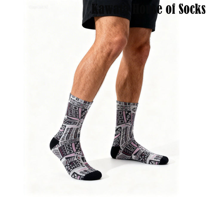 3-in-1 Motif Designs Bundle Mid-Calf Socks EU38-EU43 ( Set A )