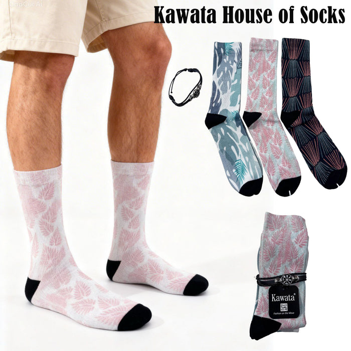 3-in-1 Motif Designs Bundle Mid-Calf Socks EU38-EU43 ( Set B )