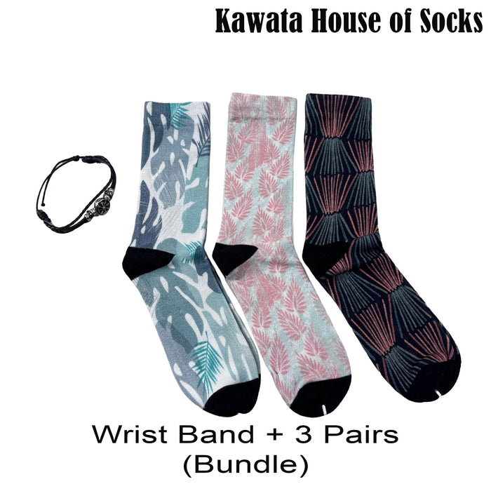 3-in-1 Motif Designs Bundle Mid-Calf Socks EU38-EU43 ( Set B )