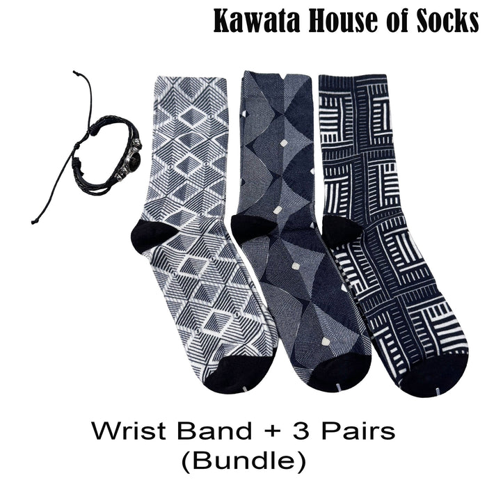 3-in-1 Motif Designs Bundle Mid-Calf Socks EU38-EU43 ( Set C )