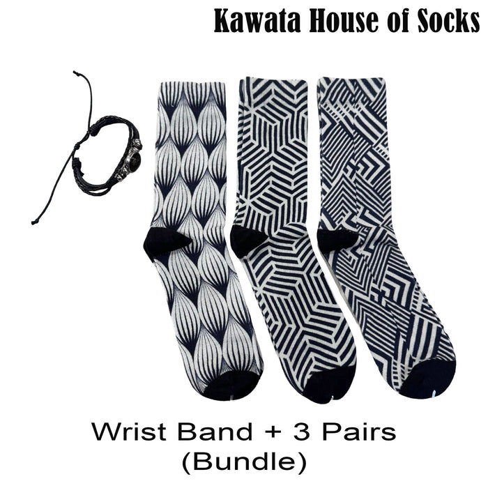 3-in-1 Motif Designs Bundle Mid-Calf Socks EU38-EU43 ( Set D )