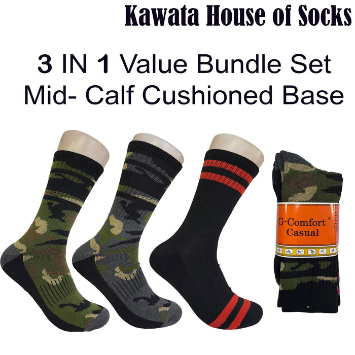 3 in 1 Value Bundle pack-  Mid-Calf Camouflage Socks -Army Camo Socks | EU38–EU44