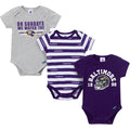 3-Pack Baby Boys Baltimore Ravens Bodysuit Set Onesies Bodysuits NFL