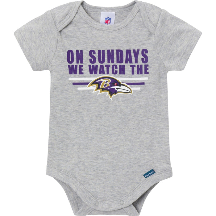 3-Pack Baby Boys Baltimore Ravens Bodysuit Set Onesies Bodysuits NFL