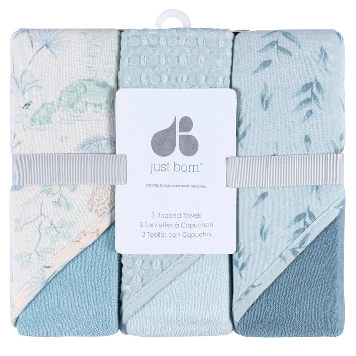 3-Piece Baby Boys Blue Hooded Towel Bath Gerber®