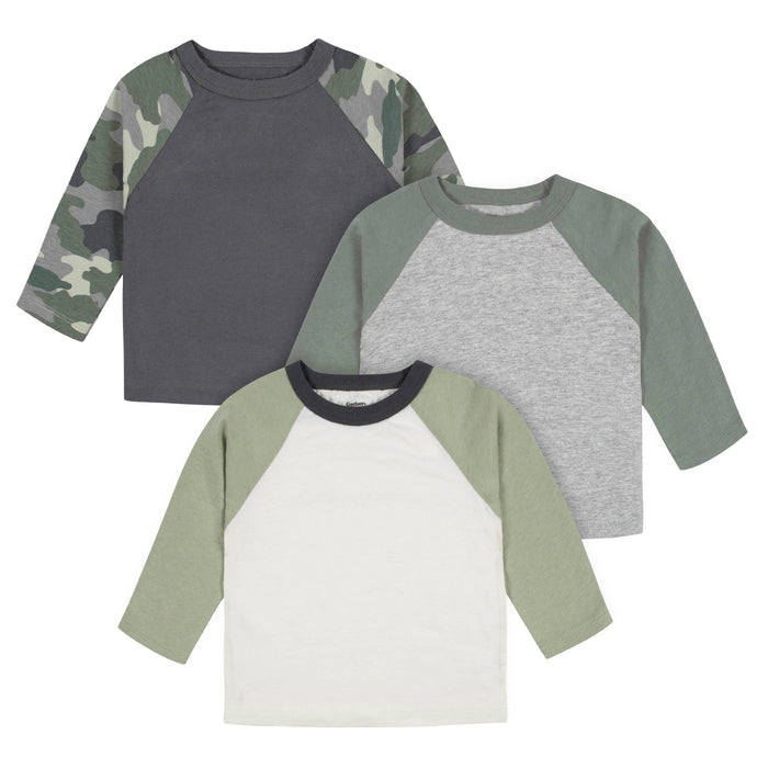 3-Pack Baby & Toddler Boys Color Me Camo Long Sleeve Baseball Tees-Gerber Childrenswear