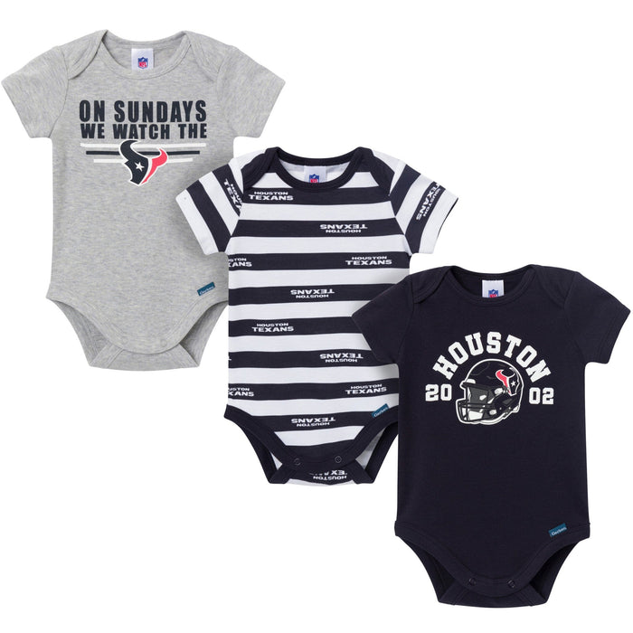 3-Pack Baby Boys Houston Texans Bodysuit Set Onesies Bodysuits NFL