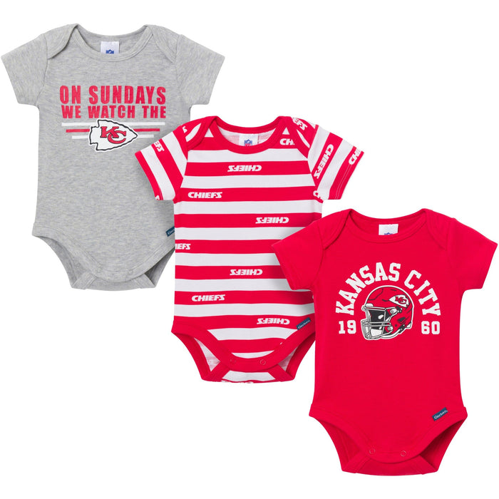 3-Pack Baby Boys Kansas City Chiefs Bodysuit Set NFL NFL