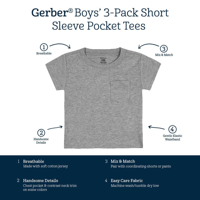 3-Pack Baby & Toddler Boys Neat Neutrals Short Sleeve Pocket Tees