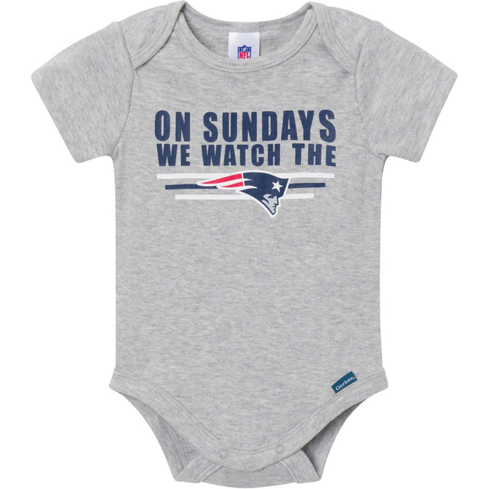 3-Pack Baby Boys New England Patriots Bodysuit Set Onesies Bodysuits NFL