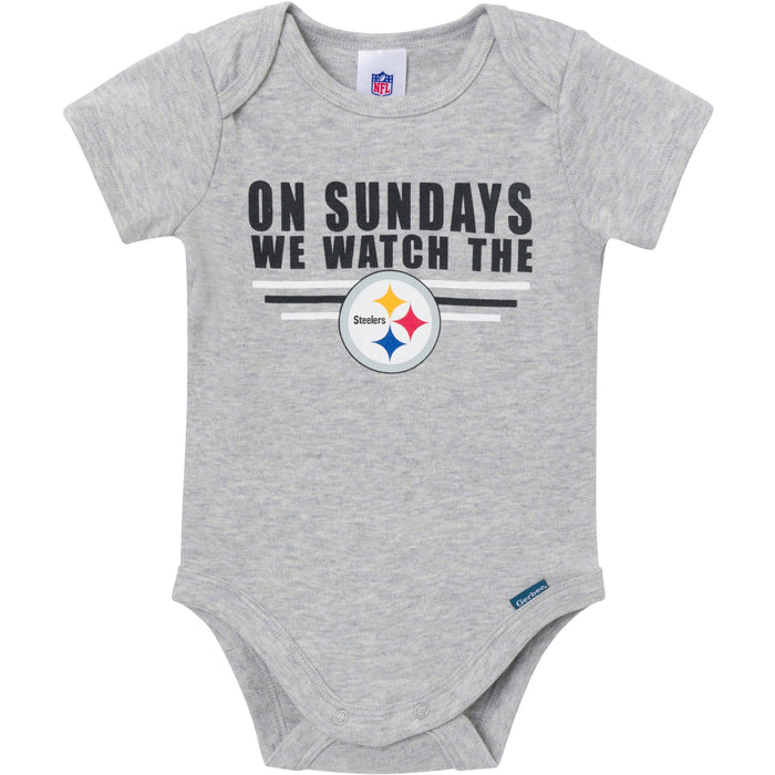 3-Pack Baby Boys Pittsburgh Steelers Bodysuit Set Onesies Bodysuits NFL
