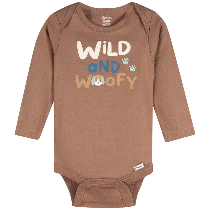 3-Pack Baby Boys Wild Woofy Long Sleeve Onesies® Bodysuits onesies Gerber®