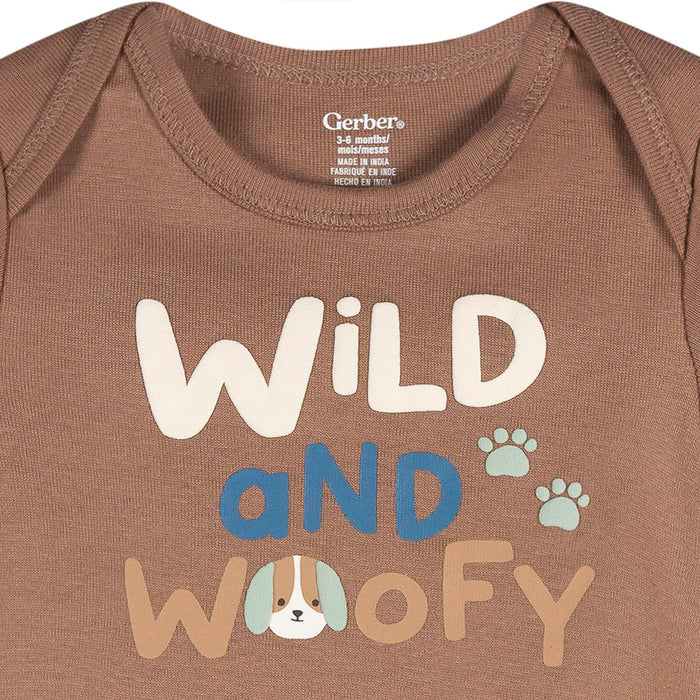 3-Pack Baby Boys Wild Woofy Long Sleeve Onesies® Bodysuits onesies Gerber®