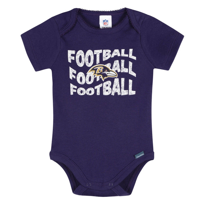 3-Pack Baby Girls Baltimore Ravens Bodysuit Set Onesies Bodysuits NFL