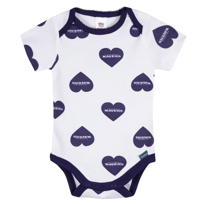 3-Pack Baby Girls Baltimore Ravens Bodysuit Set Onesies Bodysuits NFL