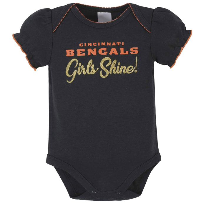 Cincinnati Bengals Baby Girls Short Sleeve Bodysuits-Gerber Childrenswear