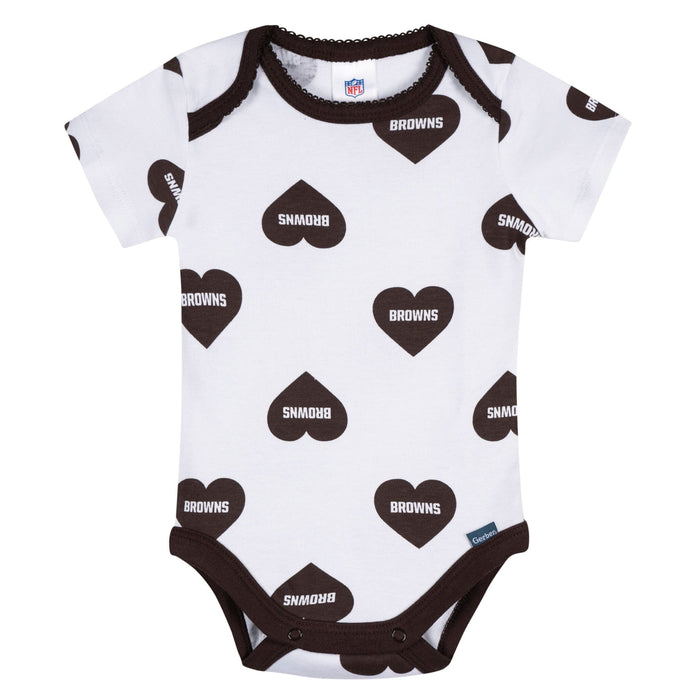 3-Pack Baby Girls Cleveland Browns Bodysuit Set Onesies Bodysuits NFL