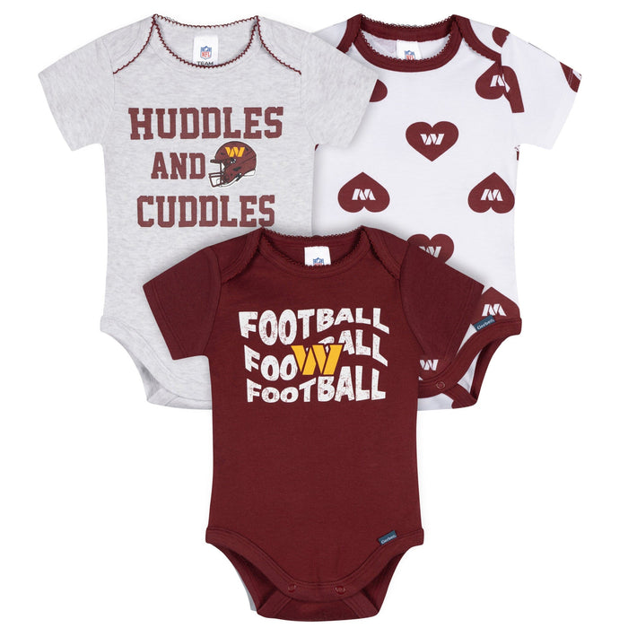 3-Pack Baby Girls Commanders Bodysuit Set Onesies Bodysuits NFL
