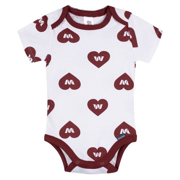 3-Pack Baby Girls Commanders Bodysuit Set Onesies Bodysuits NFL