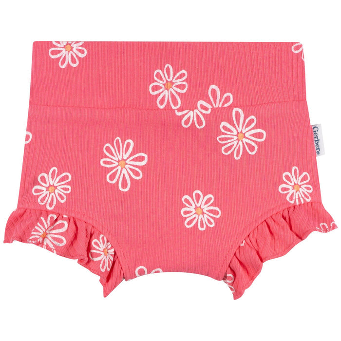 3-Pack Baby Girls Coral Floral Bubble Shorts Pants & Bottoms Gerber®