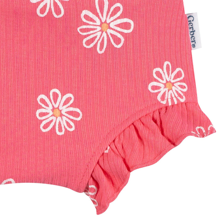 3-Pack Baby Girls Coral Floral Bubble Shorts Pants & Bottoms Gerber®