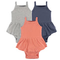 3-Pack Baby Girls Coral, Gray, & Navy Sleeveless Skirted Onesies® Bodysuits