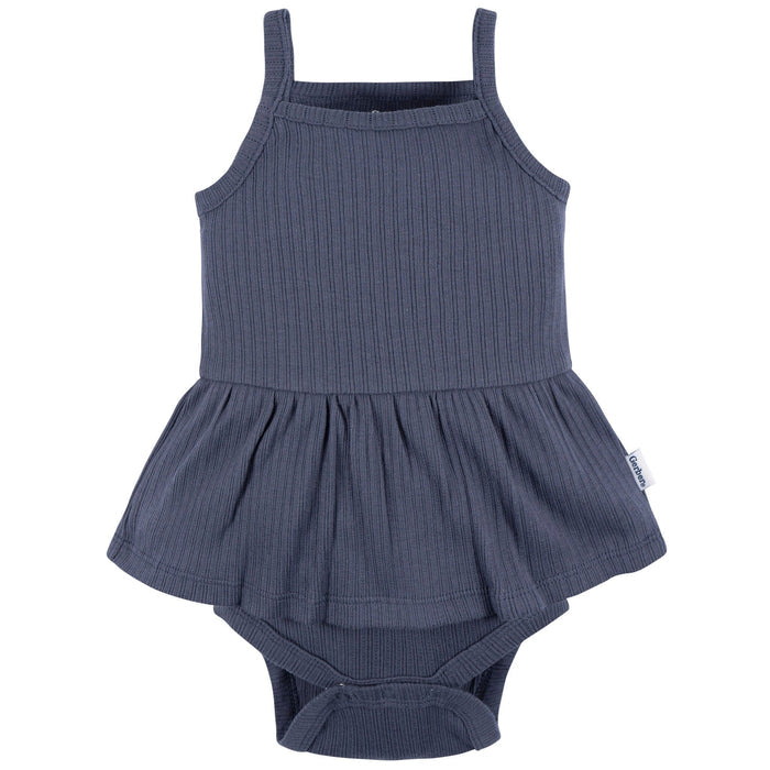 3-Pack Baby Girls Coral, Gray, & Navy Sleeveless Skirted Onesies® Bodysuits
