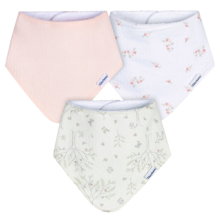 3-Pack Baby Girls Deer Bandana Bib Bibs & Burp Cloths Gerber®