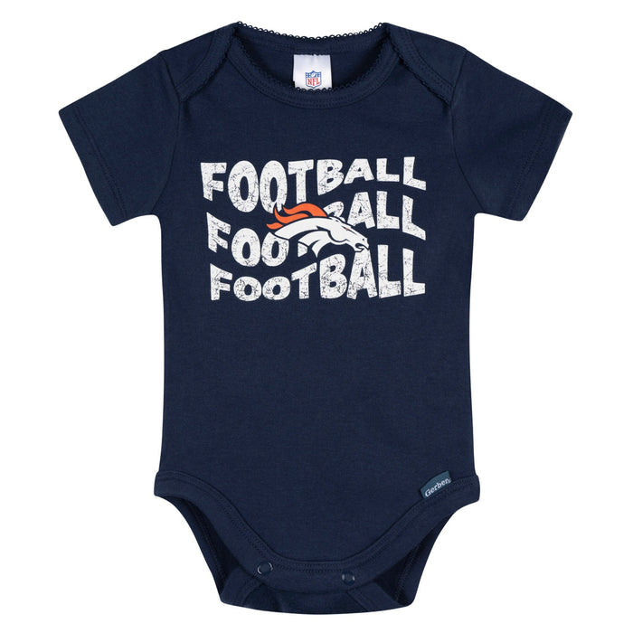 3-Pack Baby Girls Denver Broncos Bodysuit Set Onesies Bodysuits NFL