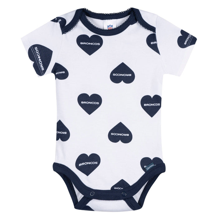 3-Pack Baby Girls Denver Broncos Bodysuit Set Onesies Bodysuits NFL