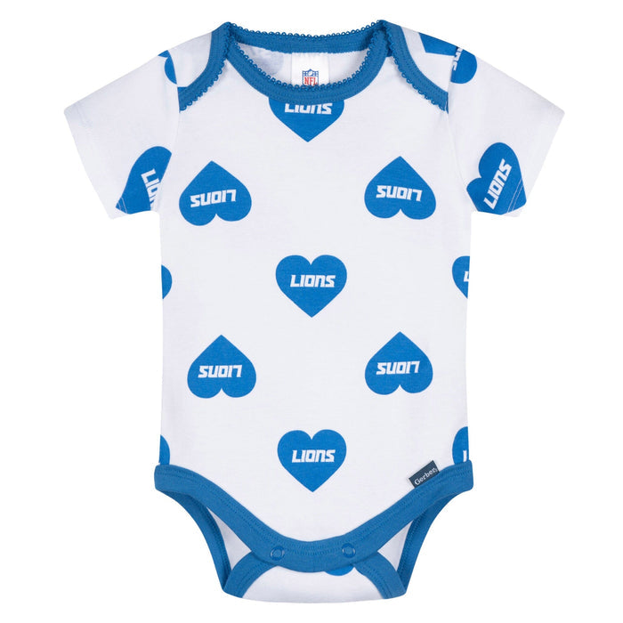 3-Pack Baby Girls Detroit Lions Bodysuit Set Onesies Bodysuits NFL