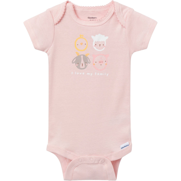 3-Pack Baby Girls Farm Family Short Sleeve Onesies® Bodysuits Onesies Bodysuits Gerber®