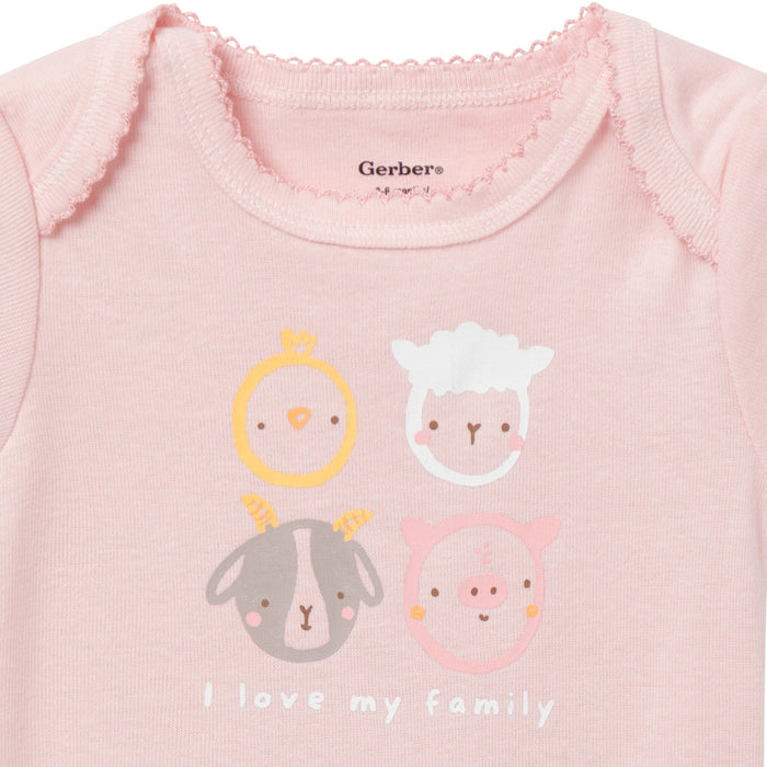 3-Pack Baby Girls Farm Family Short Sleeve Onesies® Bodysuits Onesies Bodysuits Gerber®
