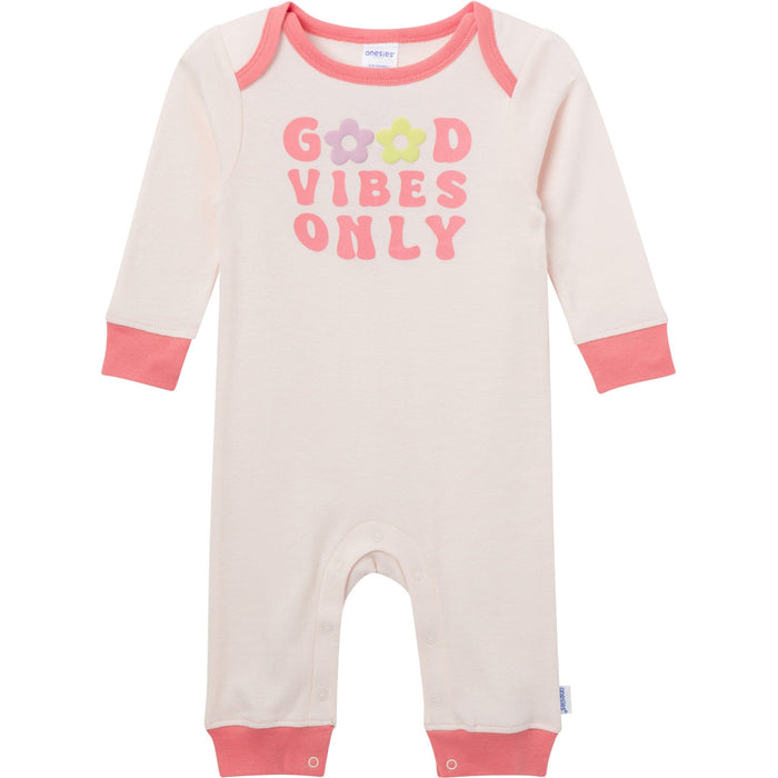 3-Pack Baby Girls Good Vibes Lap Shoulder Footless Pajamas sleepwear Gerber®