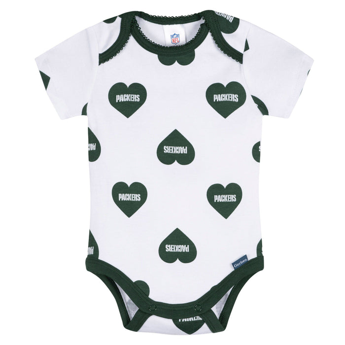 3-Pack Baby Girls Green Bay Packers Bodysuit Set Onesies Bodysuits NFL